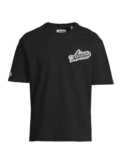 Avirex Men's Script Logo T-shirt In Black