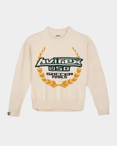 Avirex Men's Soccer League Sweater In Snow White