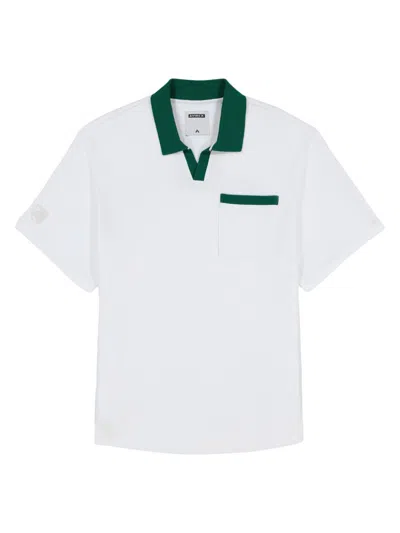 Avirex Men's Tennis Logo Cotton Waffle-knit Polo Shirt In White