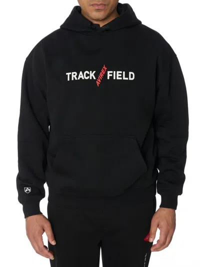 Avirex Men's Track N Field Cotton Hoodie In Black