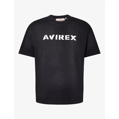 Avirex Mens Icon Brand-print Cotton T-shirt Black