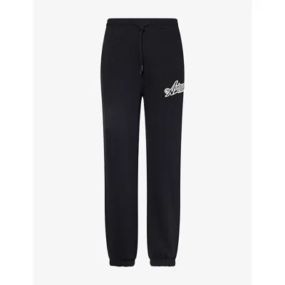 Avirex Mens Script Brand-embroidered Cotton-blend Jogging Bottoms Black Xl