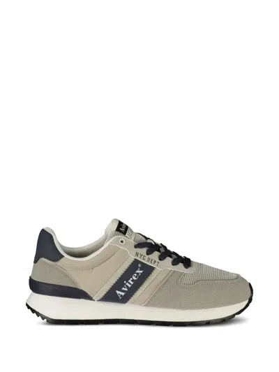 Avirex Panelled Logo-print Sneakers In Gray