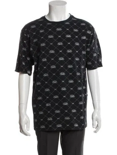 Pre-owned Avirex Printed Crew Neck T-shirt In Black