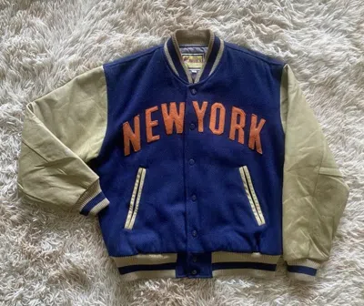 Pre-owned Avirex Vintage 90's  Sport ‘ny' Wool Leather Varsity Jacket