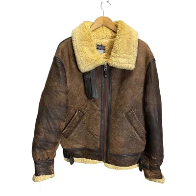 Pre-owned Avirex Vintage  B3 Sheepskin Leather Shearling Jacket In Brown