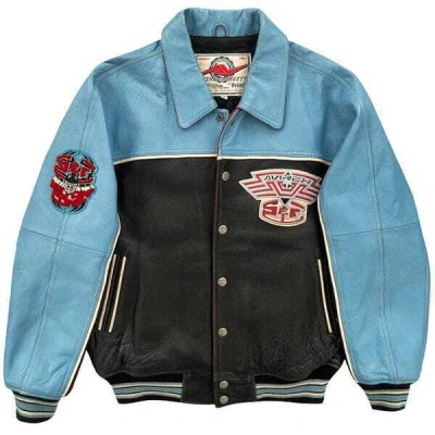 Pre-owned Avirex Vintage  Leather Varsity Jacket The Holy Grail In Multicolor