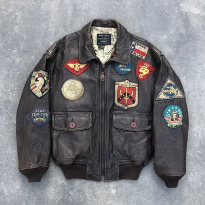 Pre-owned Avirex Vintage  Top Gun Uss Type G-1 Leather Flight Jacket In Brown