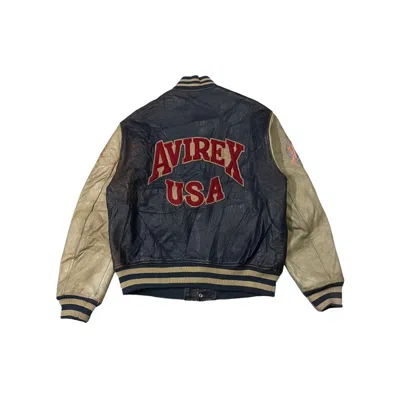 Pre-owned Avirex Vintage  Usa Newark Baseball Leather Varsity Jacket In Multi
