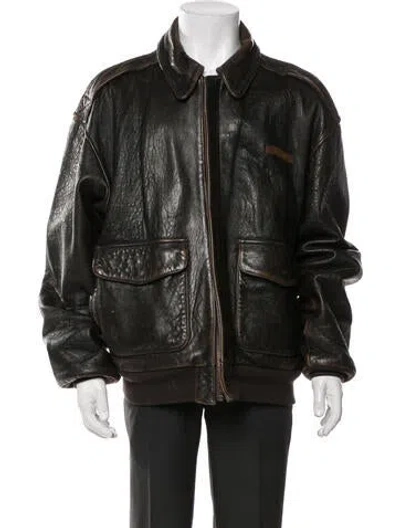 Pre-owned Avirex Vintage Leather Bomber Jacket In Brown