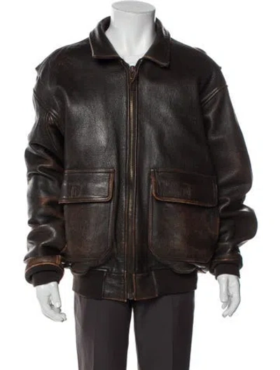 Pre-owned Avirex Vintage Leather Jacket In Brown