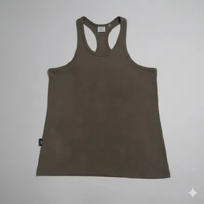 Pre-owned Avirex ​vtg  Olive Green Rib Knit Racerback Tank Top Size L