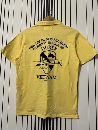 Pre-owned Avirex X Vintage 00's Avirex Vintage “go To Hell” Vietnam Y2k Polo Shirt In Yellow/black