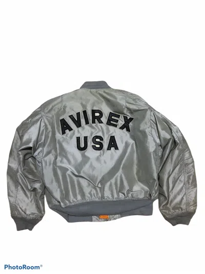 Pre-owned Avirex X Vintage Offer Todaybig Spellout Avirex Bomber Reversible In Gray/orange