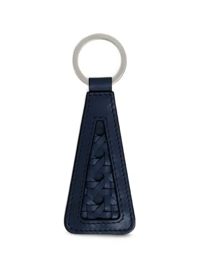 Aviteur Cannage Leather Keyring In Blue