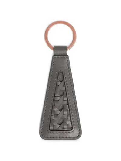 Aviteur Cannage Leather Keyring In Gray