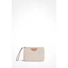 Aviteur Canvas Leather Trim Travel Pouch In Brown