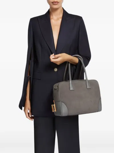 Aviteur Cristallo Nubuck Leather Tote Bag In Blue