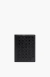 Aviteur Double Calfskin Paglia Di Vienna Weave Passport Holder In Black