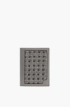 Aviteur Double Calfskin Paglia Di Vienna Weave Passport Holder In Gray