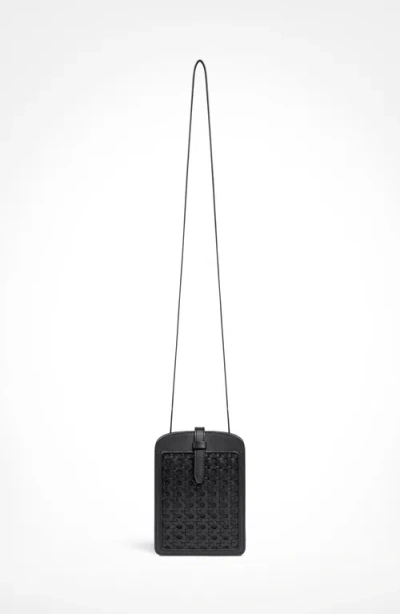 Aviteur Intreccio Leather Phone Case In Black