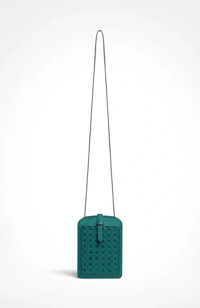 Aviteur Intreccio Leather Phone Case In Green