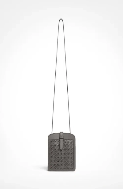 Aviteur Intreccio Leather Phone Case In Gray