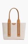 Aviteur Intreccio Weave Canvas Leather Handle Tote In Brown