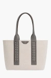 Aviteur Intreccio Weave Canvas Leather Handle Tote In Gray