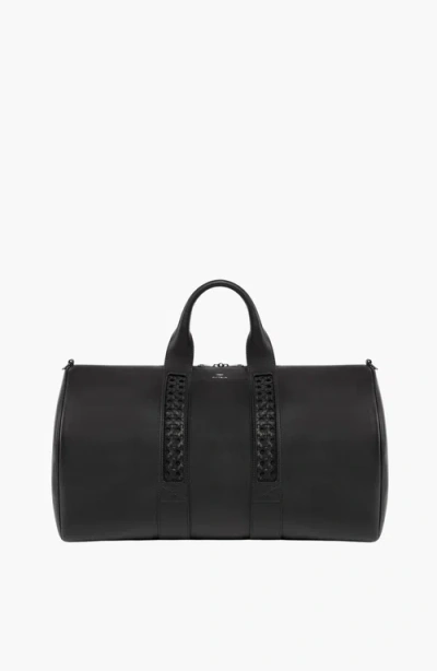 Aviteur Leather Calfskin Weave Duffle Bag In Black