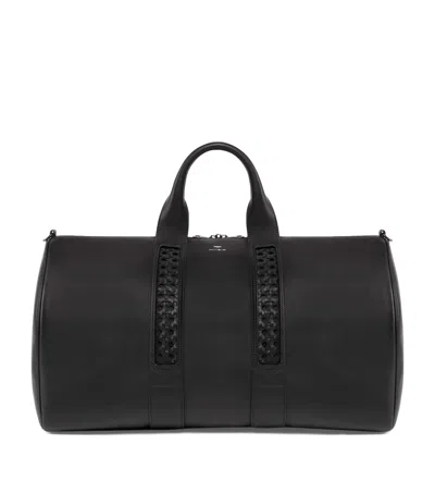 Aviteur Leather Woven-detail Holdall In Black