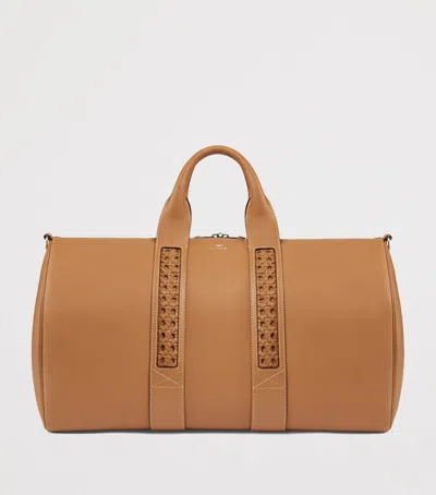 Aviteur Leather Woven-detail Holdall In Brown