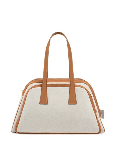 Aviteur Leather-trim Canvas Pet Carrier In Neutrals