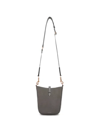 Aviteur Mini Gigi Woven-detail Crossbody Bag In Gray
