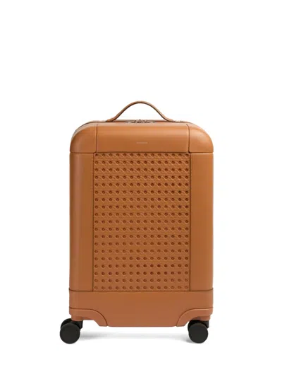 Aviteur Small Cannage Leather Suitcase In Blue