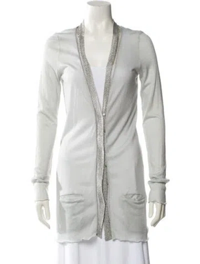 Pre-owned Aviu Cashmere V-neck Tunic In White
