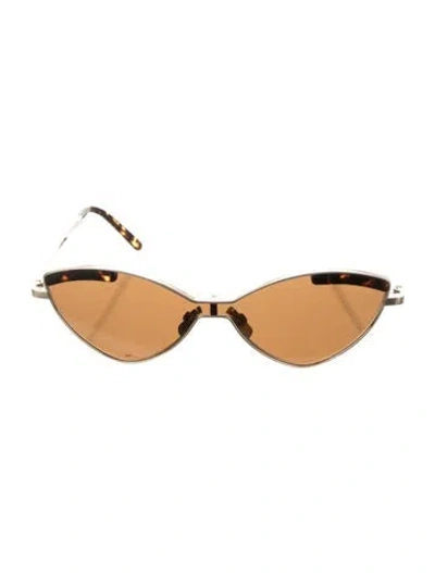 Pre-owned Aviu Cat-eye Tinted Sunglasses In Brown/gold