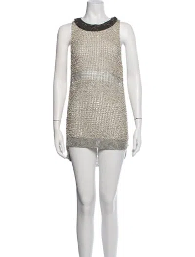 Pre-owned Aviu Crew Neck Mini Dress In Neutrals