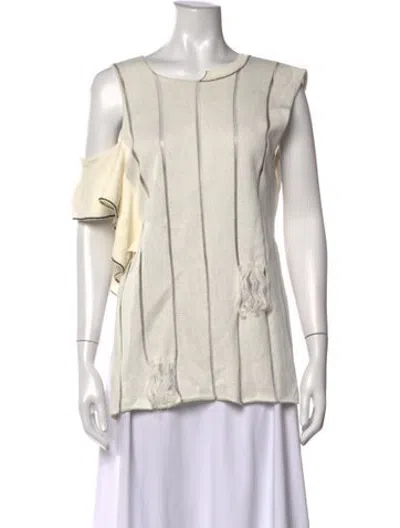Pre-owned Aviu Crew Neck Sleeveless Top In White