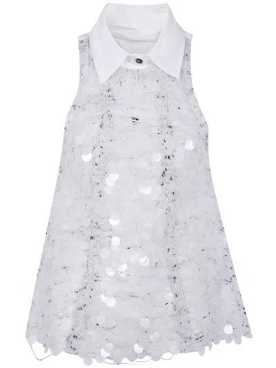 Aviu Embroidered 'fluttuanti' Top In Sand