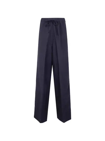 Aviu Embroidered Viscose Linen Trousers In Black