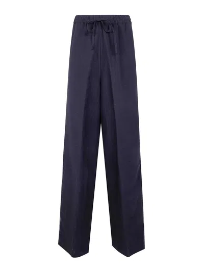 Aviu Embroidered Viscose Linen Trousers In Black