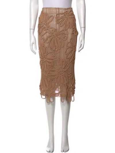 Pre-owned Aviu Floral Print Midi Length Skirt In Neutrals