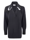 Aviu Frayed-collar Wool Sweater In Black
