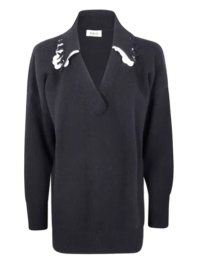 AVIU FRAYED-COLLAR WOOL SWEATER