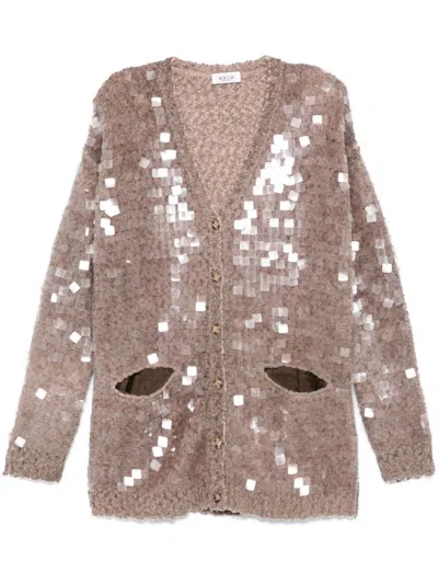 Aviu Paillette-embellished Cardigan In Brown