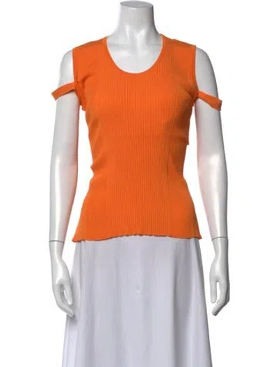 Pre-owned Aviu Scoop Neck Short Sleeve T-shirt In Orange