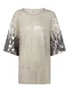 Aviu Sequin-embellished T-shirt In Neutrals