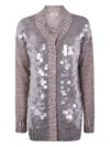 Aviu Sequin-embellished Wool Cardigan In Gray