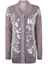 Aviu Sequin-embellished Wool Cardigan In Gray